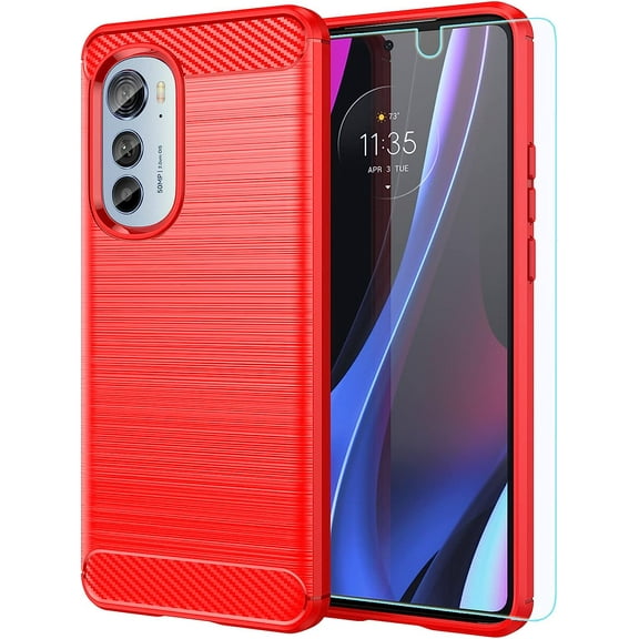 for Motorola Edge 2022 Case, Moto Edge 2022 Case , Fashion Non-Slip Shock-Absorption Flexible TPU Bumper Soft Rubber Protective Phone Case Cover for Motorola Edge 2022, Red