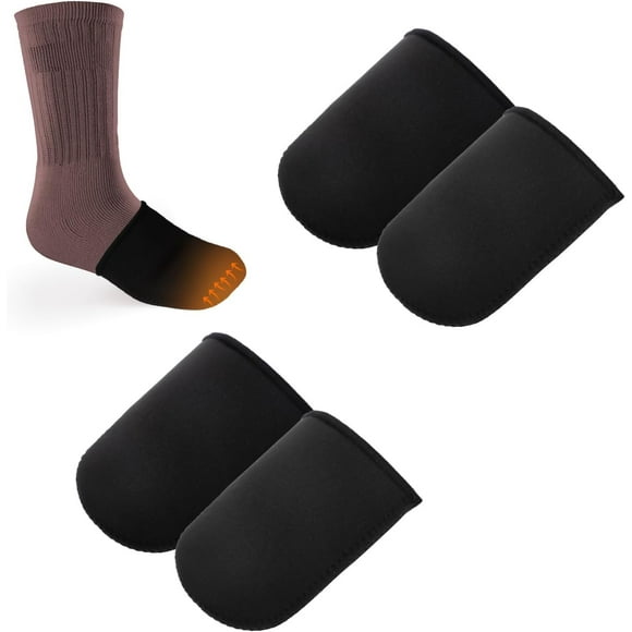 2 Pairs Neoprene Toe Warmers, 0.12 Inch Cuffs Foot Hot Warmers Boots Worn Inside Shoes or Feet Caps Warm Socks for Winter Outdoor Sports - Small/Medium