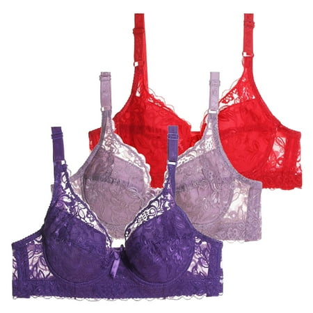 Puawkoer Pack of 3 Women Strapless Front Buckle Lift Bra Bras with Underwire Push Sports Bra Padded Up Bra Set Women Full Support Sports Bras for Women Sexy Bustier Sport