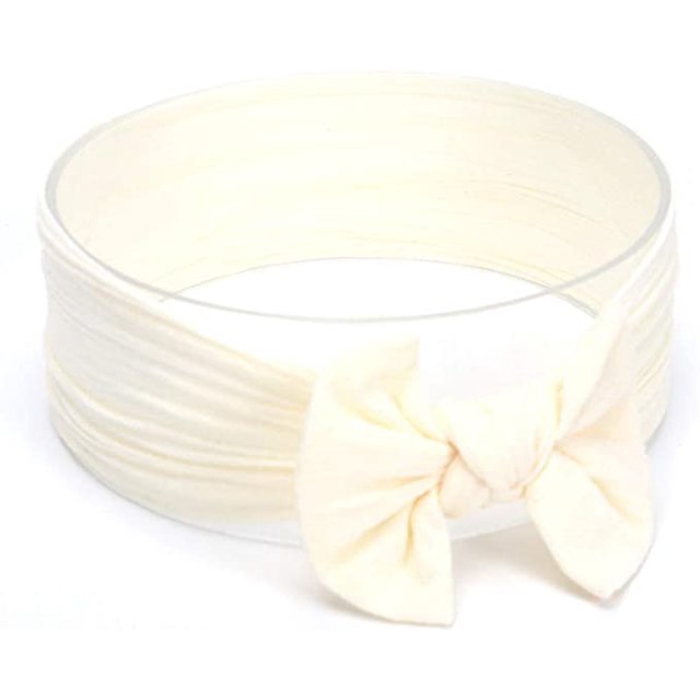 1 pieza de diadema para bebé, diadema para niñas recién nacidas, diadema para niñas, diadema elástica de nailon con lazo,turbante para bebés, accesorios para fotos, color crema BANYUO Hogar