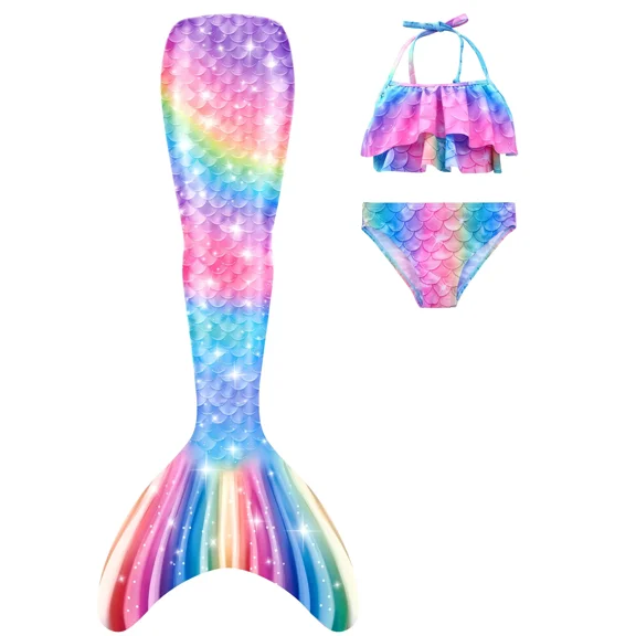 Mermaid Tails for Swimming for Girls Mermaid Tail Swimsuit Bathing Suit for Girls Kids Mermaid Tail Costume for Gifts