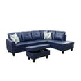thumbnail image 3 of Star Home Living 3-Piece Faux Leather Right Facing Sectional in Navy Blue, 3 of 5