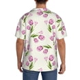 thumbnail image 3 of Fuzoiu Tulips Flowers Print Men's Casual Short,Men's Short Sleeve Shirt,Mens Casual Button Down Shirts,Cuban Collar Summer Shirt for Beach, Vacation, and Outdoor Activities-X-Large, 3 of 5