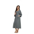 thumbnail image 2 of EA'S SECRET Women's 100% Cotton Robe Lightweight 3/4 Sleeve Zipper Robes Soft Knee Length Bathrobe Breathable Loungewear Housecoat(Dark Gray,2XL）, 2 of 8