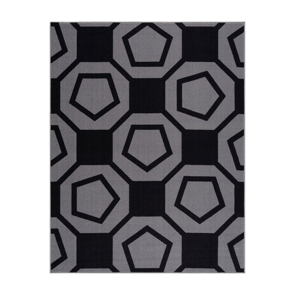 CAMILSON Area Rug - 7'10"x10' Modern Geometric Stripe Rugs for Indoor – Black Non Slip Carpet for Living Room, Bedroom, Kitchen, Hallway