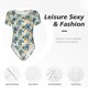 thumbnail image 4 of Fotbe Vintage Blue Flowers Body de Mujer con Cuello Redondo y Mangas Cortas, Sin Mangas Ajustado, Suave, Cómodo y Básico-XX-Large, 4 of 7