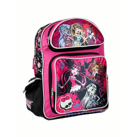 Small Backpack - - Pink and Black Skulls New School Bag 076898