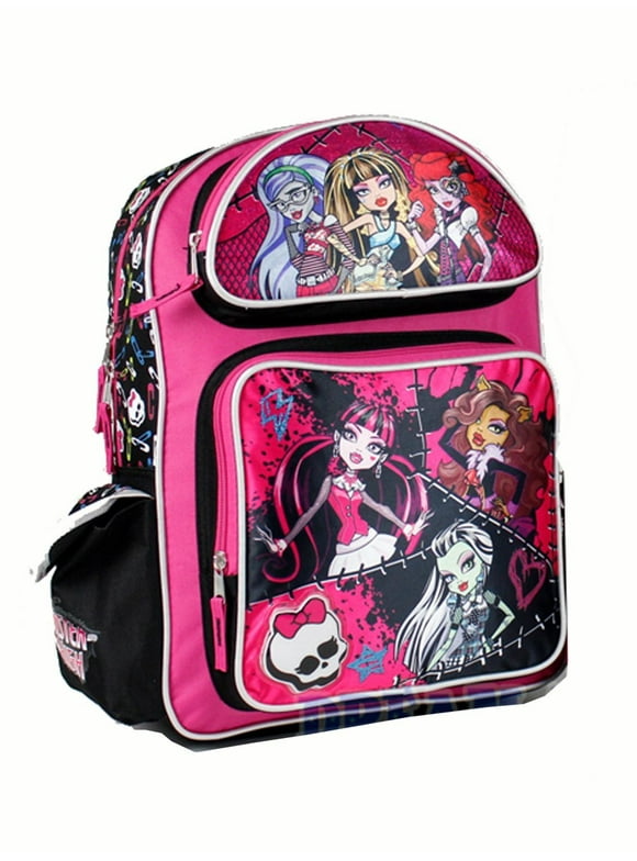 Small Backpack - - Pink and Black Skulls New School Bag 076898