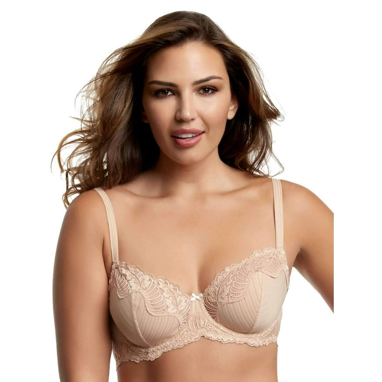 Paramour by Felina | Stripe Delight Demi Unlined Bra | Lift | Support  (Fawn, 38D)