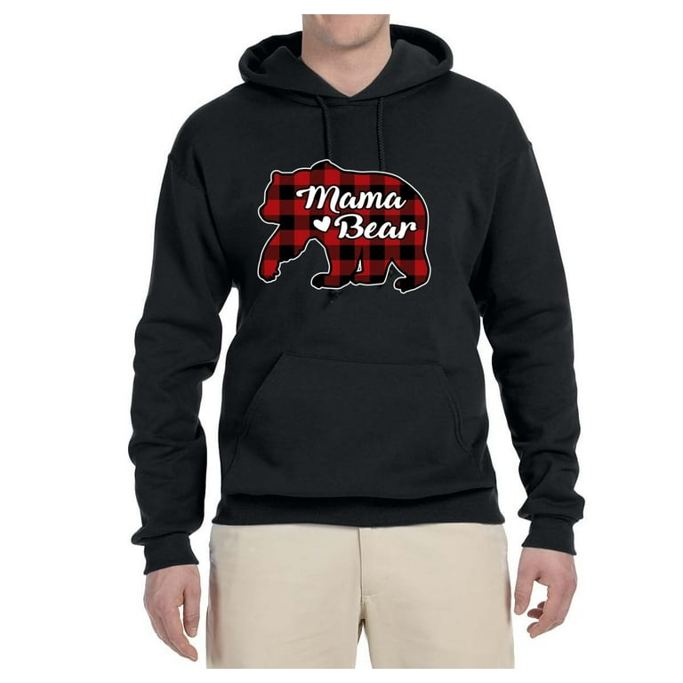 Mama Bear Cool Plaid Matching Design Ugly Christmas Sweater Unisex Graphic Hoodie Sweatshirt Black X Large Walmart