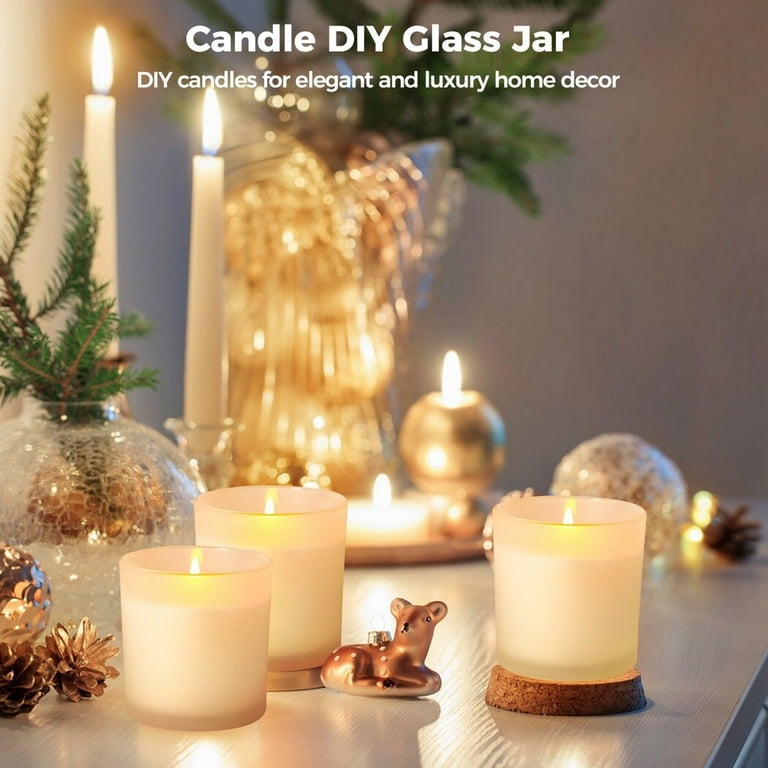 Empty Clear Candle Jars With Bamboo Lids, Glass Candle Jars For