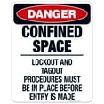 thumbnail image 1 of Confined Space Lockout And Tagout Procedures Must Be Sign, OSHA Danger Sign, 24x30 Aluminum, 1 of 1