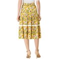 thumbnail image 3 of INSPIRE CHIC Women's Boho Floral Lace Insert Drawstring Elastic Waist Summer Midi Skirt L Yellow, 3 of 5