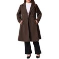 thumbnail image 2 of Agnes Orinda Women's Plus Size Coats Notch Lapel Double Breasted Elegant Trench Winter A Line Pea Coats 1X Dark Brown, 2 of 6