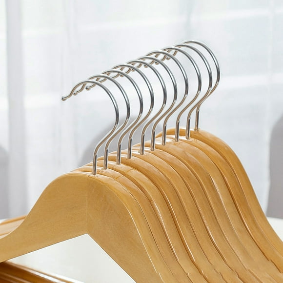 Percha para ropa, percha para abrigos de madera, perchas para ropa no madera, perchas para ropa con gancho giratorio de grado, durabilidad mejorada Jadeshay A