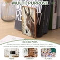 thumbnail image 4 of Bookends 1 Pair Non-Skid Bookend Wood Bookends for Shelves Book Stand for CDs - Cute Baby Donkey Standing Next To Sunflower, 4 of 7