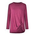 thumbnail image 5 of Womens Shirts Tshirts Long Sleeve Womens Workout Tops Fall Loose Cotton Blend Wearing Daily Blouses Dressy Casual Hot Pink M, 5 of 8