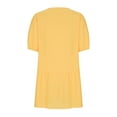 thumbnail image 7 of Wycnly Womens Dresses Loose Flowy Ruffle Swing Soft Cotton Linen Beach Mini Sun Dresses Casual Solid Round Neck Short Sleeve Short Summer Dress Yellow s Under $5, 7 of 7