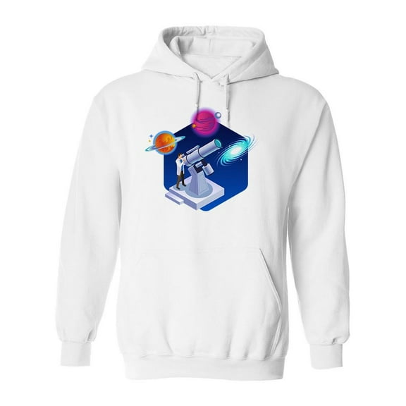 Astronomer Observing Planets Hoodie Men -Image by Shutterstock, Male Medium