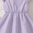 thumbnail image 6 of Girls Summer Dress Teen Girl Dresses Girls Ruffle Trim Dress Solid Color A-line Swing Flared Button Down Casual Party Dress Purple 9-10 Years, 6 of 9