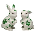 thumbnail image 4 of Ceramic Irish Easter Bunny Salt and Pepper Shakers Shamrock Pattern, 4 of 6