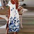 thumbnail image 1 of SMihono Summer Boho Dress pour Femmes Plus Size Mode Femmes Confortable Casual Col Rond Manches Courtes Imprimé Fente Dress, 1 of 8