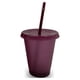 thumbnail image 1 of Cateissary Vaso para beber con tapa y vaso con tapa y pajita, botella reutilizable de plástico PP para bebida fría, batido de jugo de café Mostrada Rojo púrpura 480ml Cateissary  HA007952-11, 1 of 6