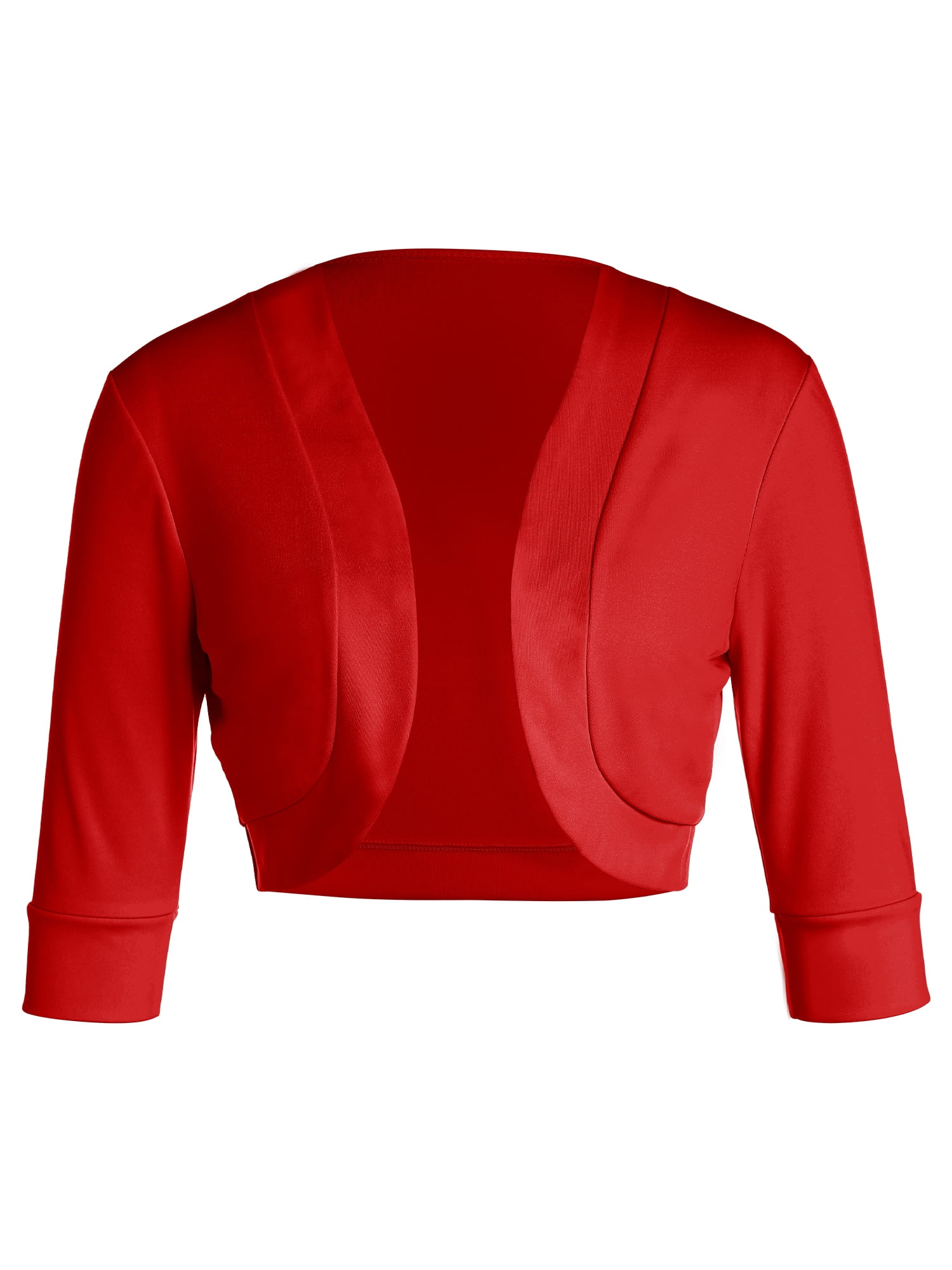 xkwyshop Women Open Front Cardigan 3/4 Sleeve Cropped Bolero Shrug Cardigan  Sweater Red S - Walmart.com