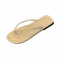 thumbnail image 2 of PiGOGI Women's Round Toe Flip Flops Cushioned Footbed Non-Slip Comfortable Beach Sandals Summer Beige 5.5, 2 of 8