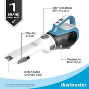 BLACK+DECKER dustbuster AdvancedClean Cordless Handheld Vacuum, for Car and Home Use, with Rotating Slim Nozzle and Crevice Tool, CHV1410L, White and Blue