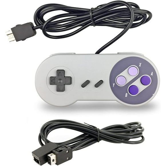 XYCCA Wired Controller Joypad Gamepads for Super NES SNES Classic Mini Edition 2XYCCA 7 with a 6ft Extension Cable (Color Button Style)