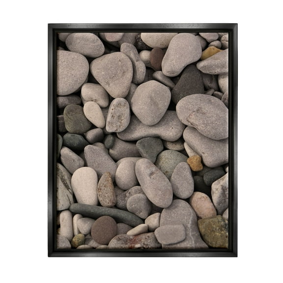 Various Beach Pebbles Composition Coastal Photograph Jet Black Framed Art Print Wall Art