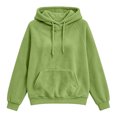 thumbnail image 2 of AKOEE Flannel Hoodies for Women with Kangaroo Pocket Baggy Sweater Tops Drawstring Fleece Hooded Sweatshirt (L, Green), 2 of 8