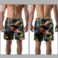 thumbnail image 3 of luoweisi Men's Beach Shorts Quick Dry Swim Trunks with Mesh Lining Cartoon Dinosaur L, 3 of 5