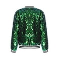 thumbnail image 2 of Kaerm Girls Sequin Bomber Jacket Lightweight Sparkle Long Sleeve Zipper Jacket Coat for Kids Dancing Green 14, 2 of 6
