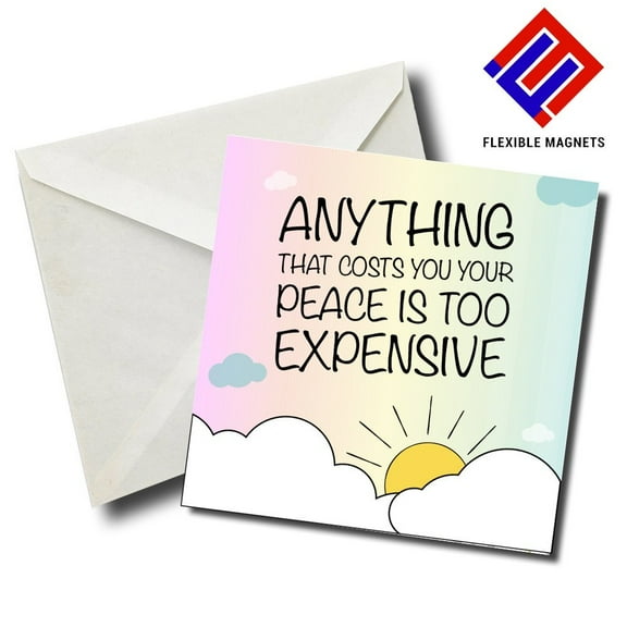 Anything That costs You your Peace Is Too Expensive Inspirational Quote Magnet for refrigerator. Great Gift! By Flexible Magnets