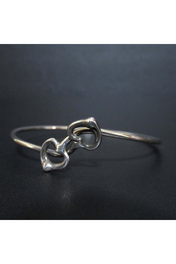 Pre-Owned Tiffany & Co. Double Open Heart Hook Bangle Bracelet in 925 SV Silver for... (Good)