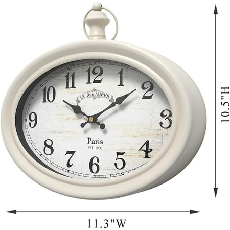 YUANJM Vintage Oval Wall Clock. White Antique Style Wall Clocks for