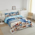 thumbnail image 3 of Erosebridal Oil Painting Beach Bedding Twin Comforter Set, Coatal Starfish Seashell Wishing Bottle Down Comforter, Reversible 2-Piece, 3 of 8