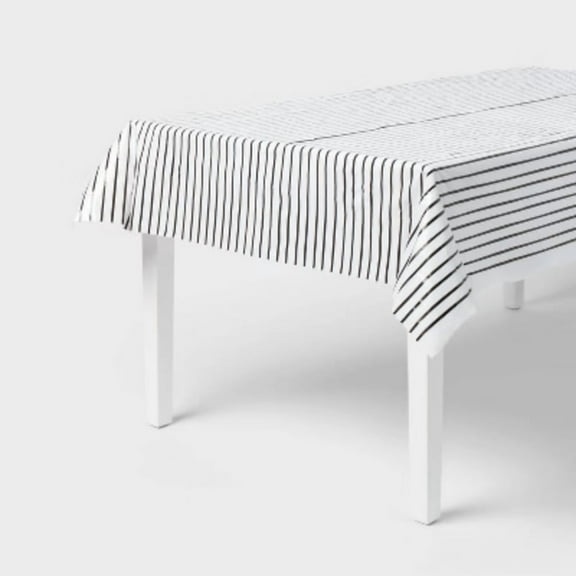 Black and White Stripe Table Cover - Spritz