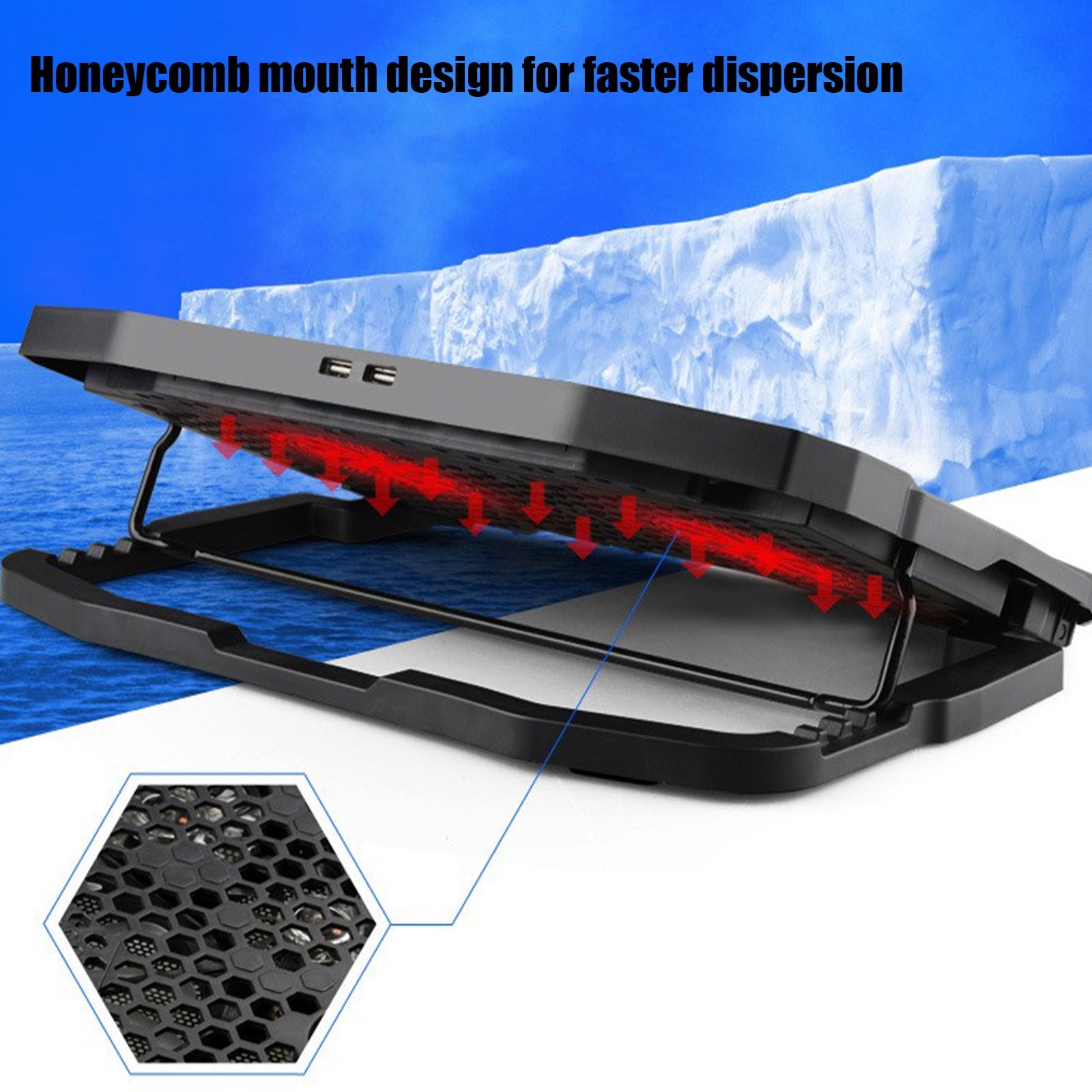 COM1950s Laptop Cooler for 13 Inch 14 Inch 15 Inch 16 Inch Laptop Computer Cooler with Speed Control Fan Base Bracket Pads