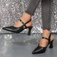 thumbnail image 5 of CQONEPT Slingback Heels for Women Low Heels Dress Shoes Kitten Pumps Dressy Heeled Sandals Pointed Closed Toe Ankle Strap Elegant Wedding Pumps Formal Shoes Size 8.5 Black, 5 of 7
