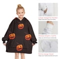 thumbnail image 6 of Black Halloween Pumpkins Blanket Hoodies for Kids 6-13YR Oversize Wearable Blanket Hoodies for Boys Girls Teens, 6 of 7