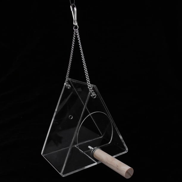 Alimentador de aves Salvador de Acrílico para loros Automático Sin Ensuciar con Soporte Triangular