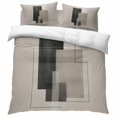 thumbnail image 2 of Abstract Art 4 Piece Bedding Set, Black Brown Geometric Striped Color Block Modern California King Size Duvet Cover Set with Zipper Closure & Corner Ties Soft Breathable Comforter Cover for Bedroom, 2 of 9