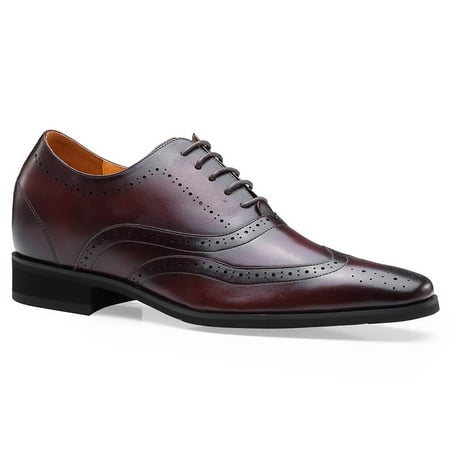 

CMR CHAMARIPA Mens Formal Brogue Dress Shoes Brown Height Increasing Elevator Shoes 2.76 inch
