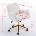 thumbnail image 7 of Artificial Rabbit Hair Home Office Chair with Wheels & Golden Metal Base, Height Adjustable Swivel Vanity Chair, Black, 7 of 7