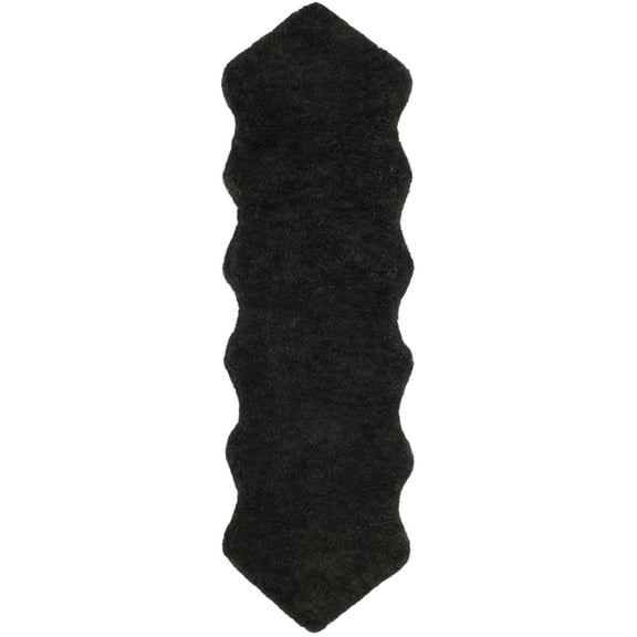SAFAVIEH Sheep Addie Solid Plush Polyester Shag Runner Rug, Charcoal, 2'3" x 8'