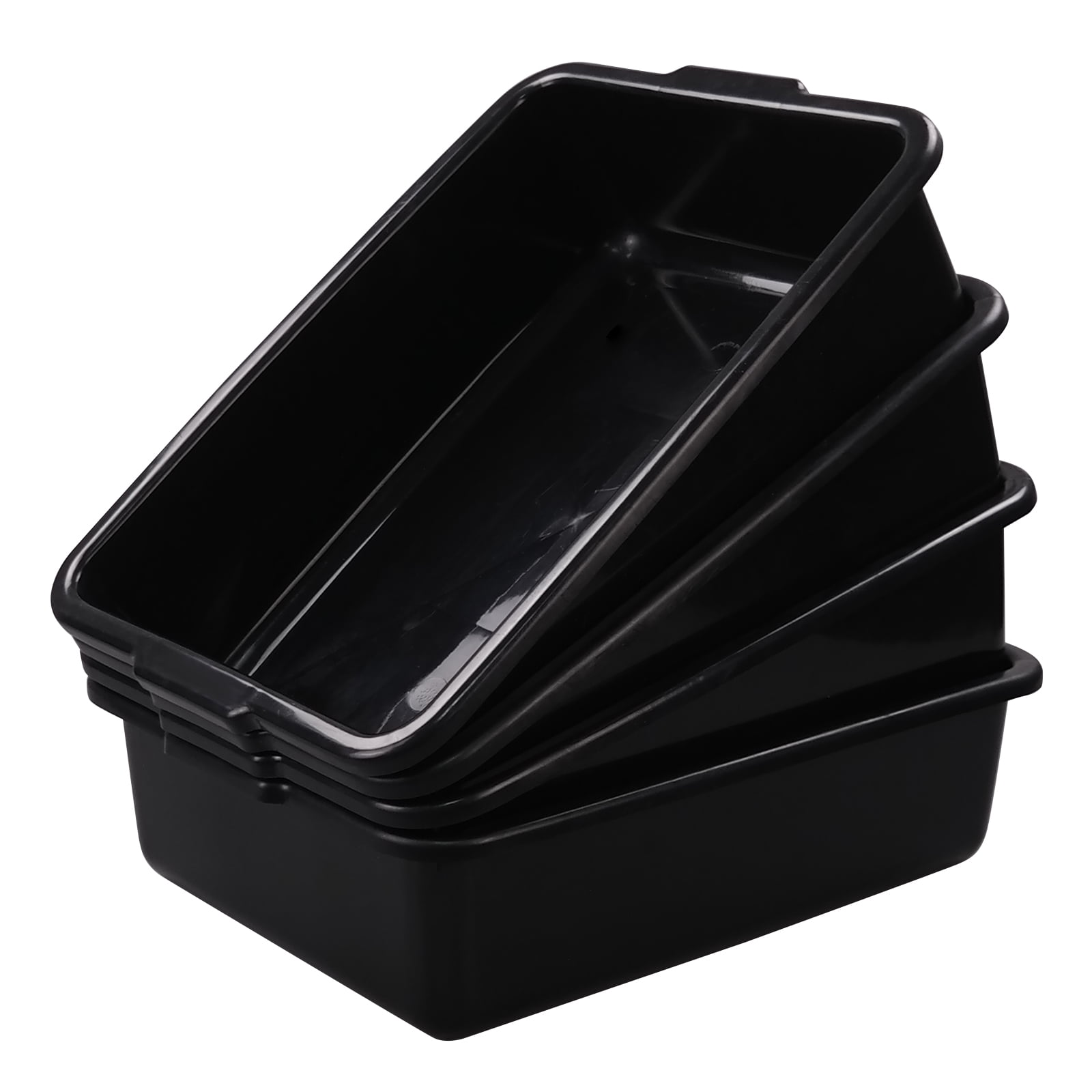 Qskely 4Pack 32 L Plastic Commercial Bus Box, Large Bus Tub, Black
