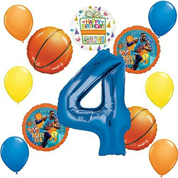 Space Jam Party Supplies 4th Birthday Balloon Bouquet Decorations